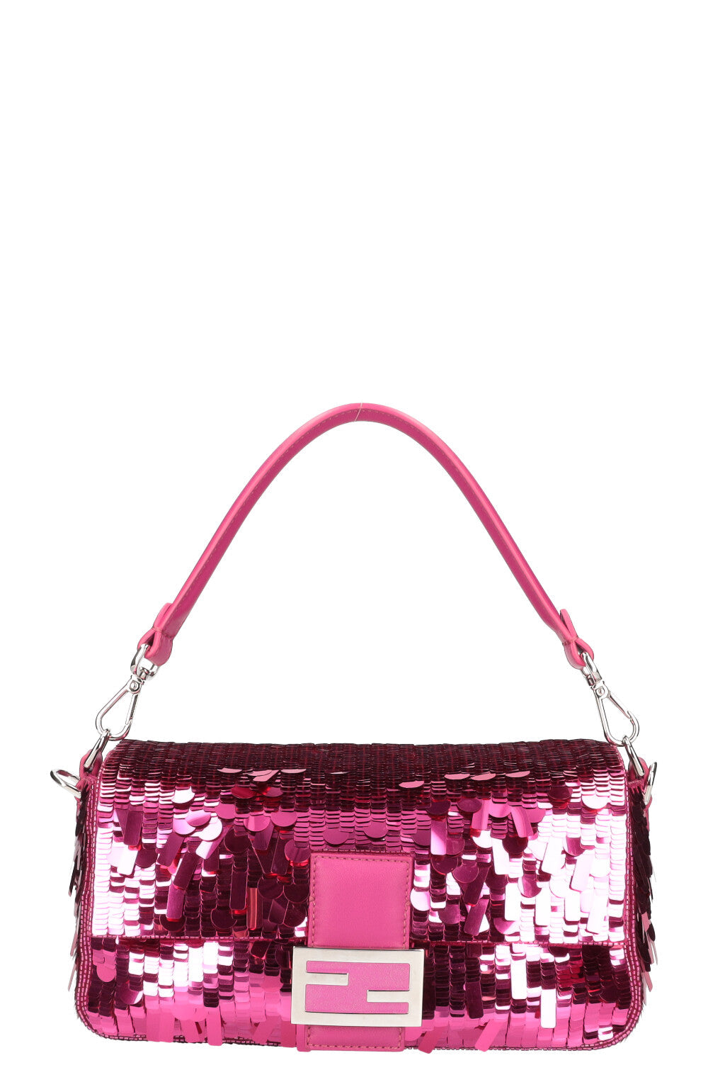 Luxury Fendi Iconic Medium Baguette Sequin Pink