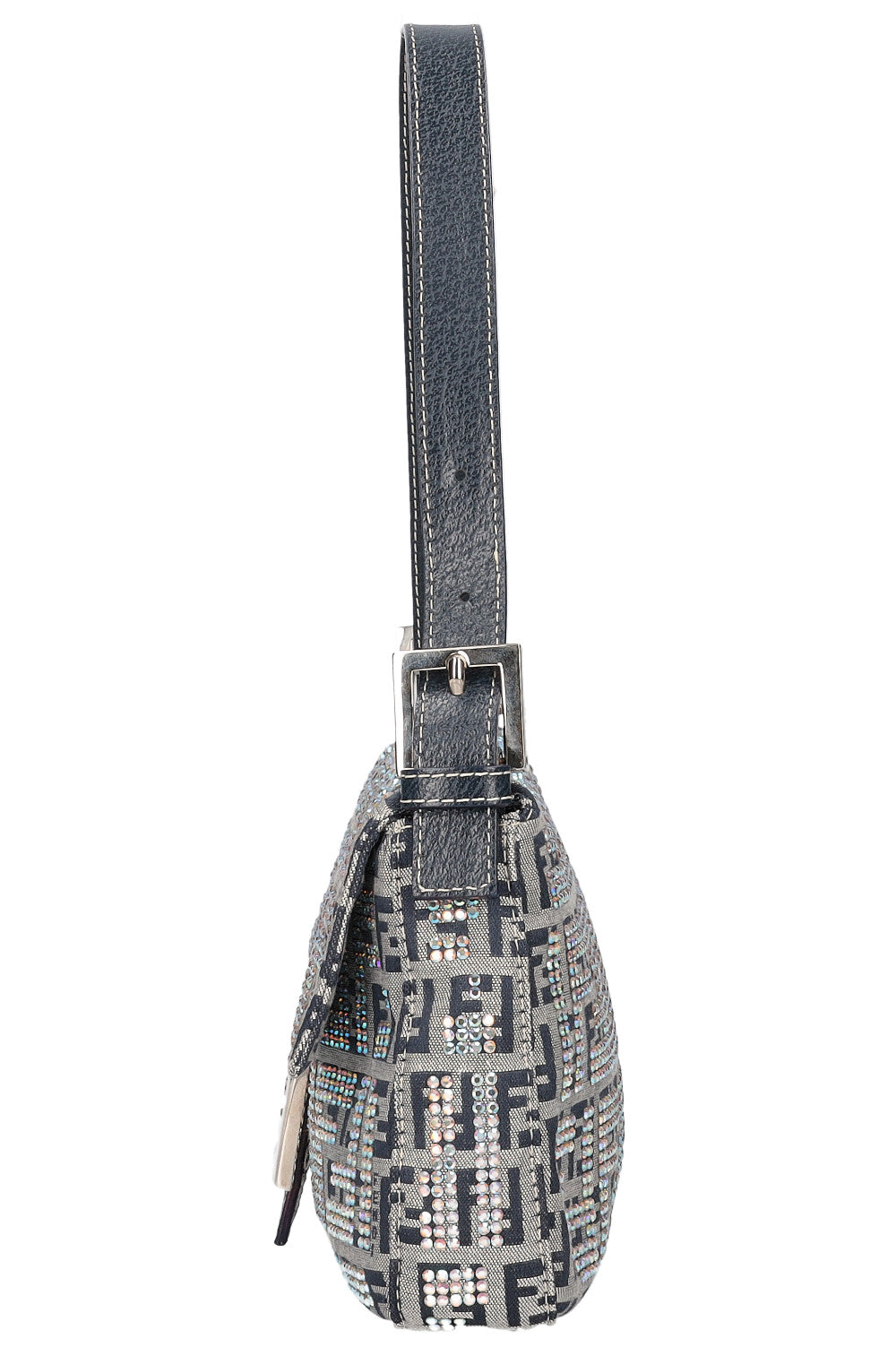 Luxury Fendi Zucchino Crystal Baguette Bag