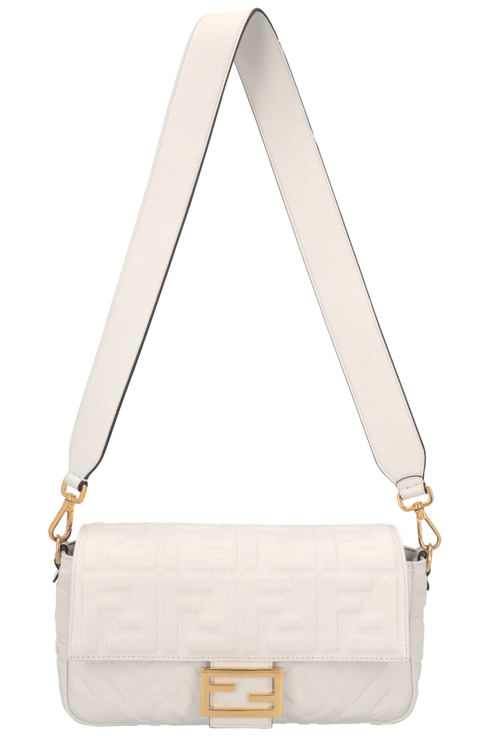 Luxury Fendi Baguette Bag Zucca White Leather