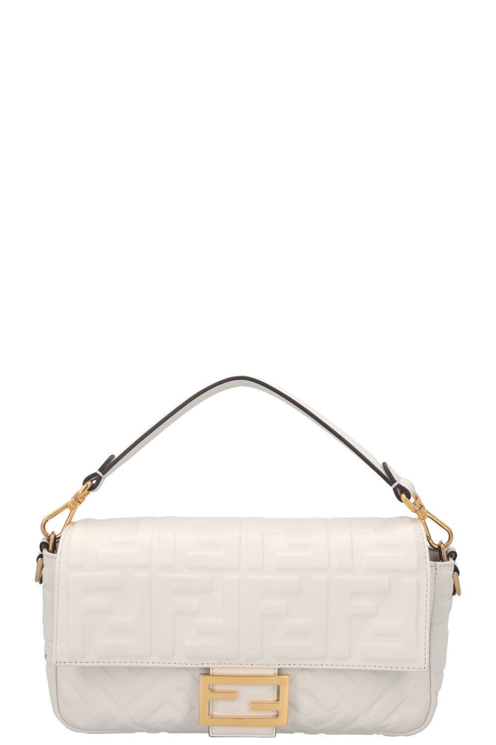 Luxury Fendi Baguette Bag Zucca White Leather