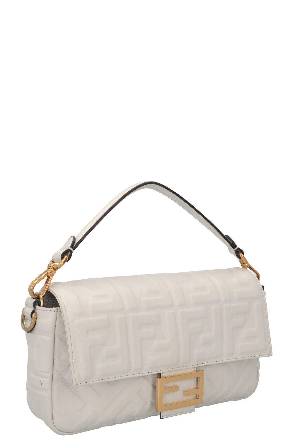 Luxury Fendi Baguette Bag Zucca White Leather
