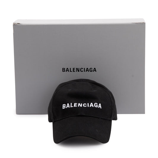 Balenciaga 2021 Black Cotton Logo Baseball Cap, L 59