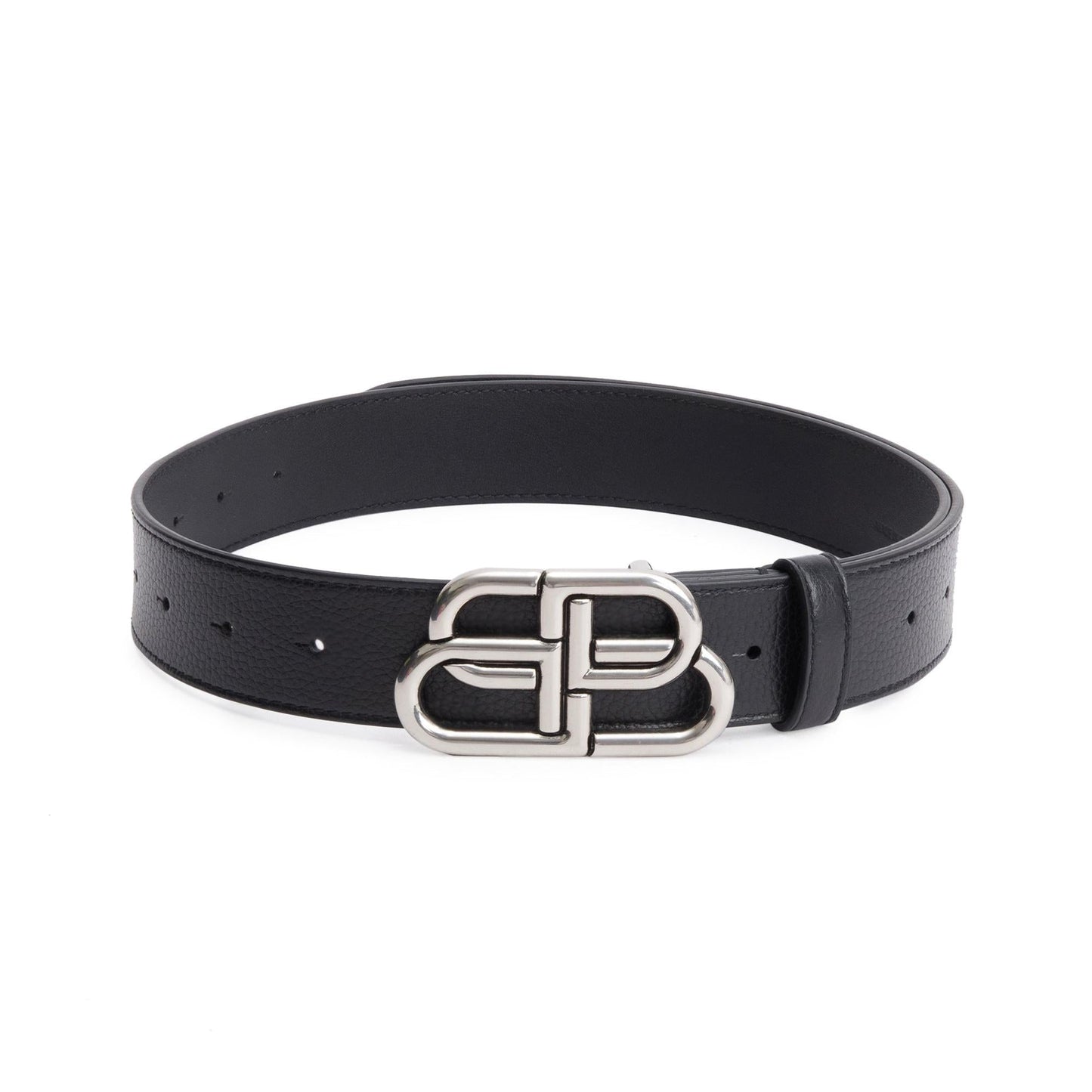 Balenciaga BB Black Leather Large Belt 85