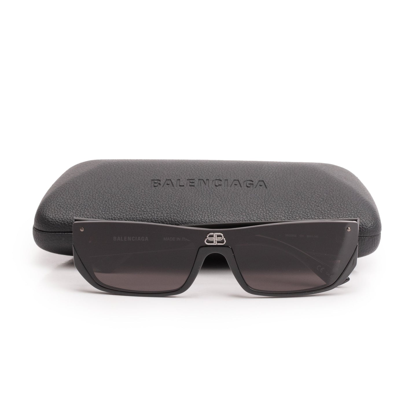 Balenciaga BB0080S Black Acetate BB Rectangular Shield Sunglasses