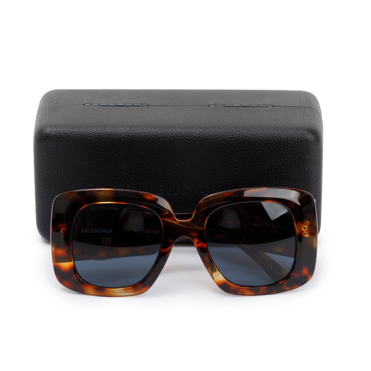 Balenciaga BB0119S Brown Havana Acetate Oversized Square Sunglasses