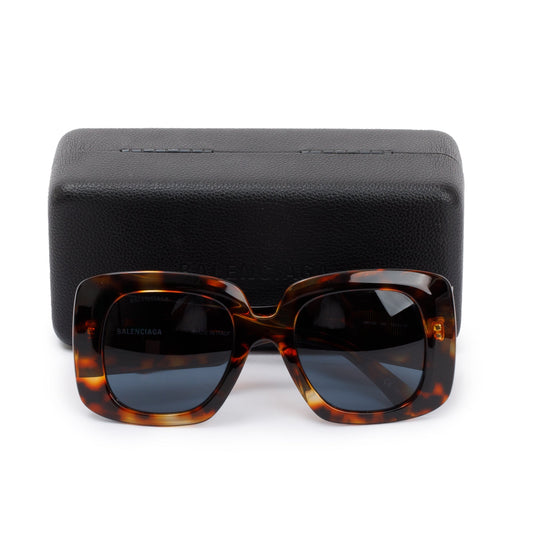 Balenciaga BB0119S Brown Havana Acetate Oversized Square Sunglasses