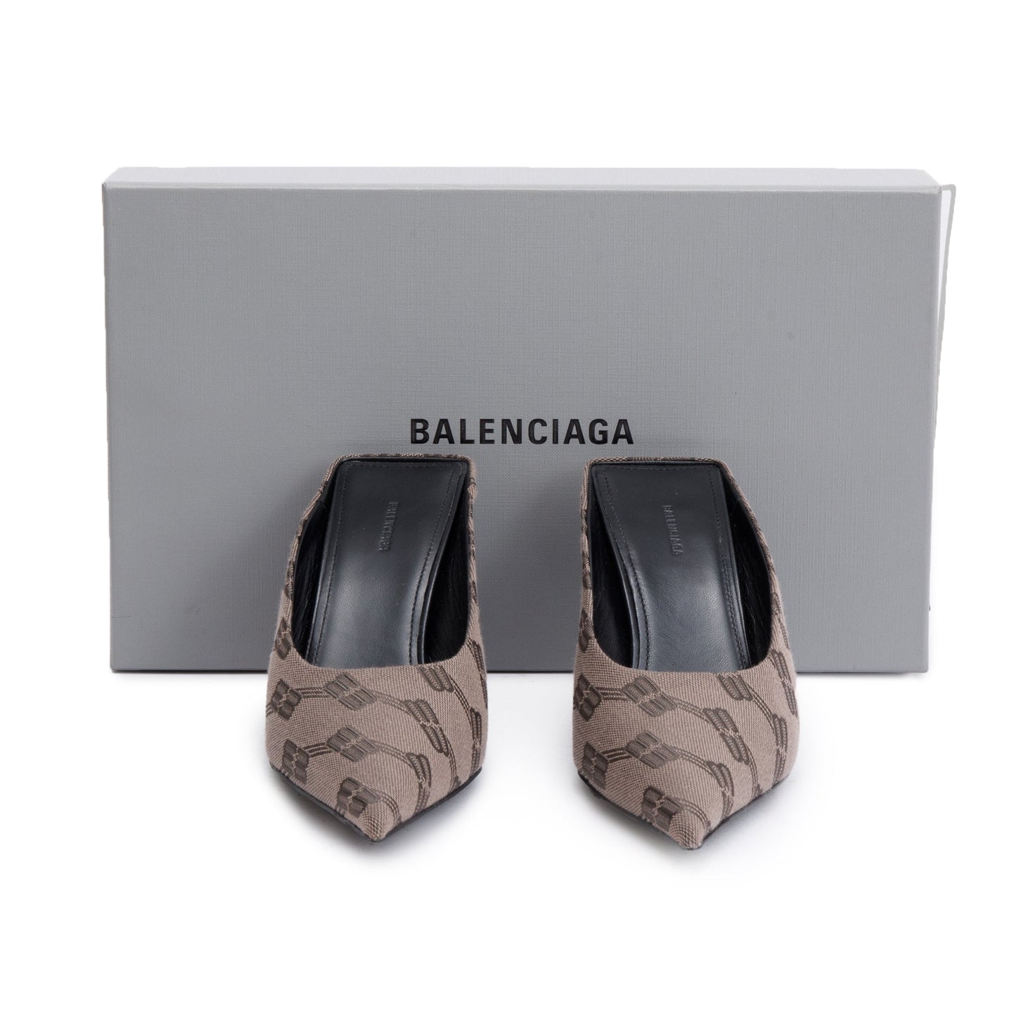 Balenciaga Beige BB Monogram Knife Mules, Size36