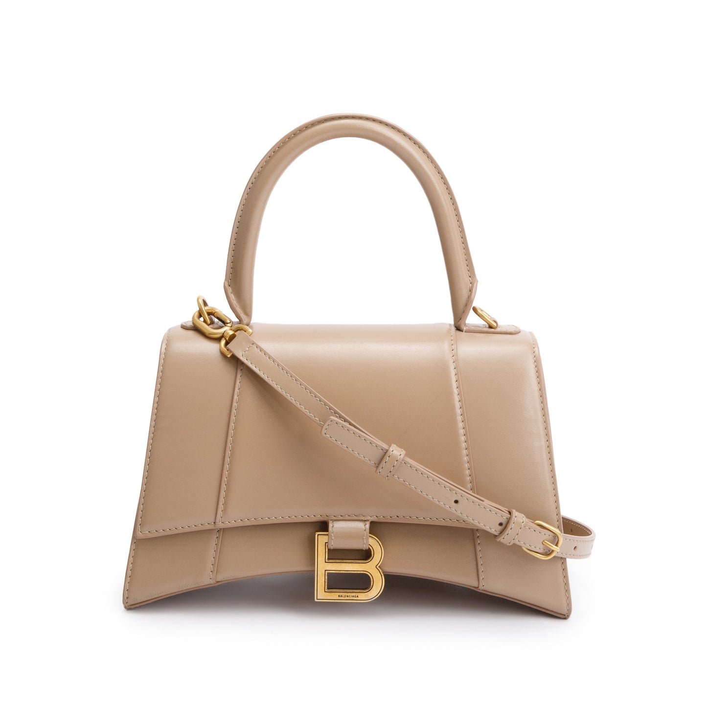Balenciaga Beige Leather Small Hourglass Top Handle Bag