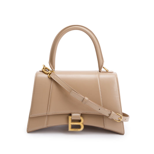 Balenciaga Beige Leather Small Hourglass Top Handle Bag