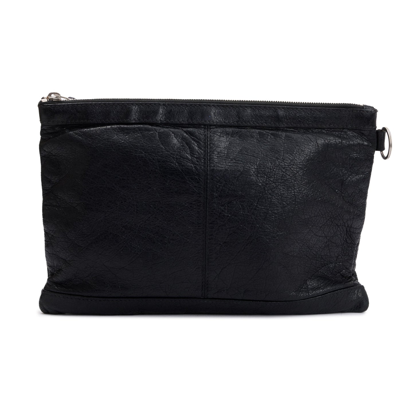 Balenciaga Black Agneau Arena Leather Motocross Classic Clip L Pouch