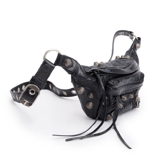 Balenciaga Black Arena Leather Le Cagole Small Belt Bag