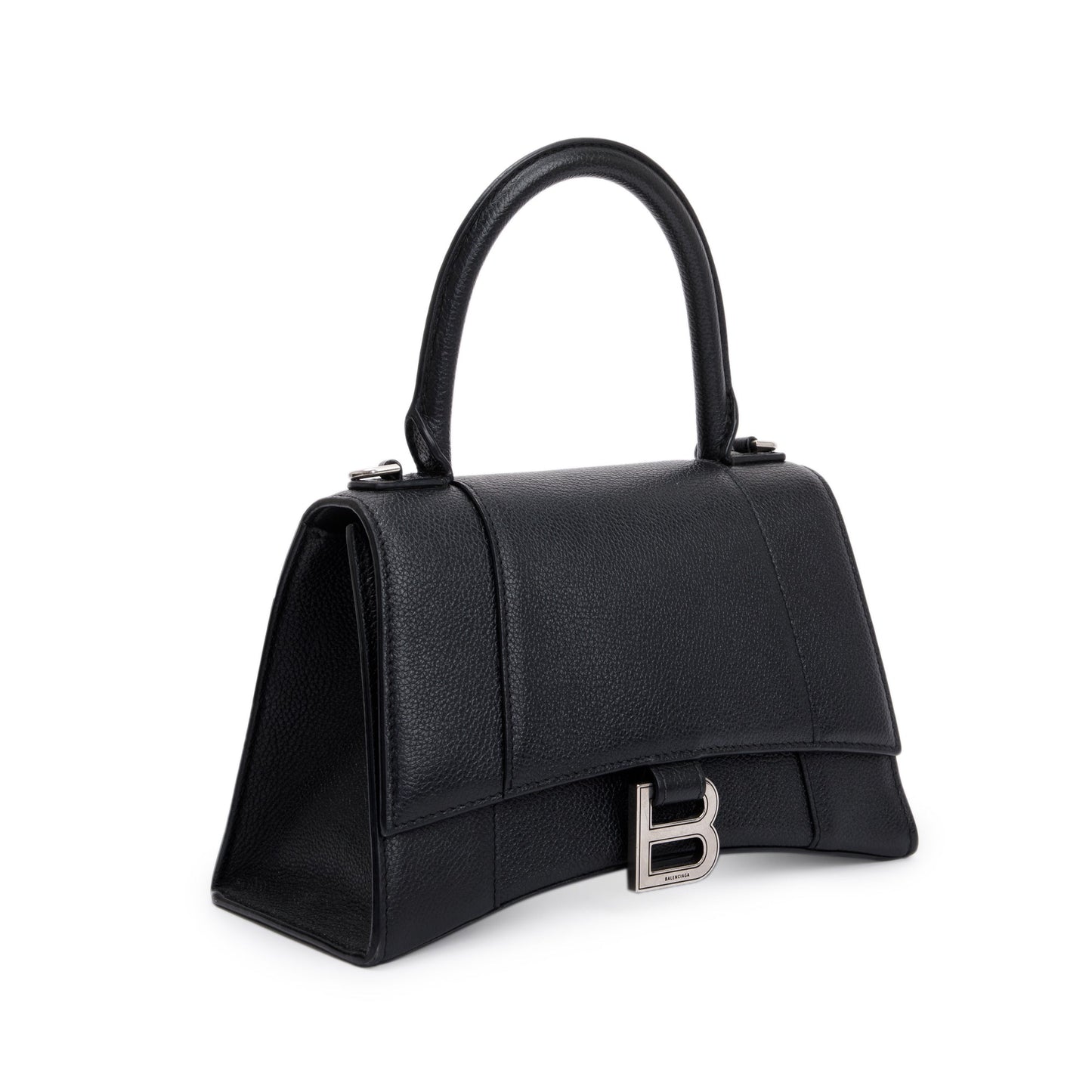Balenciaga Black Calfskin Leather Small Hourglass Top Handle Bag