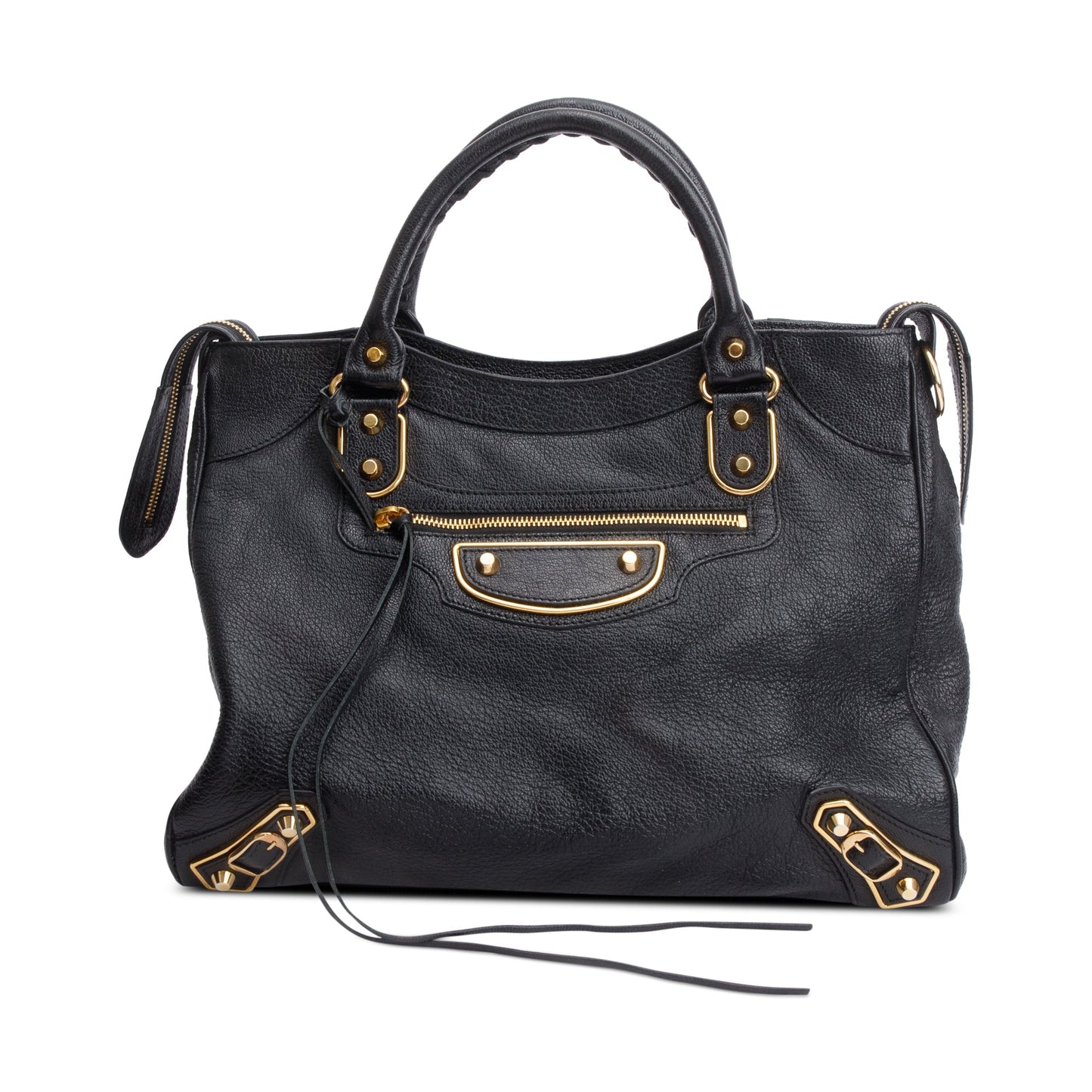 Balenciaga Black Chevre Leather Metallic Edge Velo City Bag