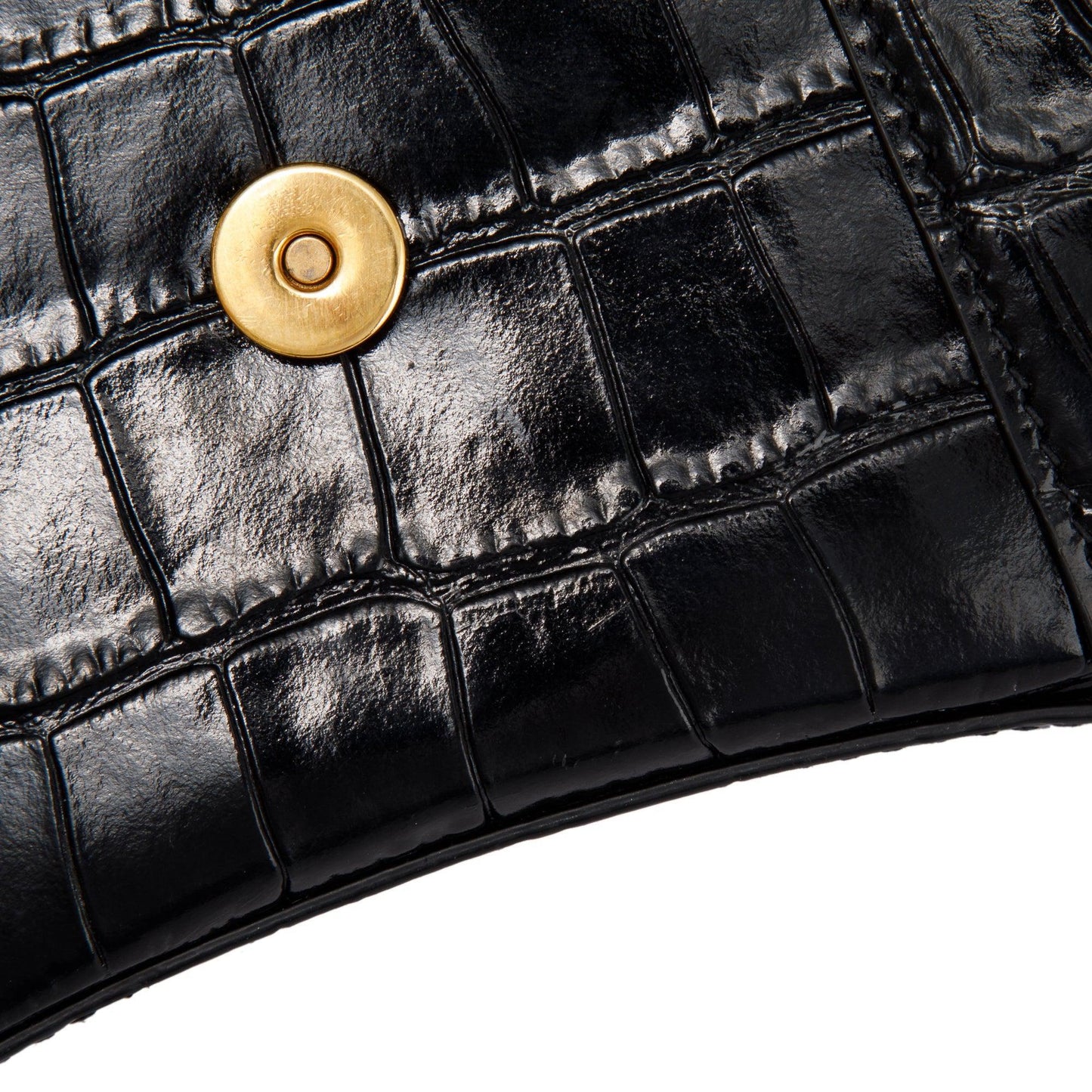 Balenciaga Black Croc-Embossed Hourglass XS Top Handle Bag