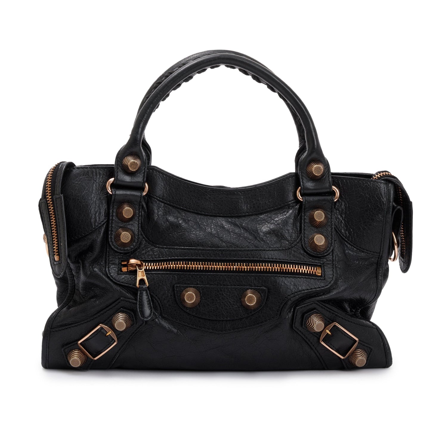 Balenciaga Black Distressed Arena Leather Giant 21 City Bag