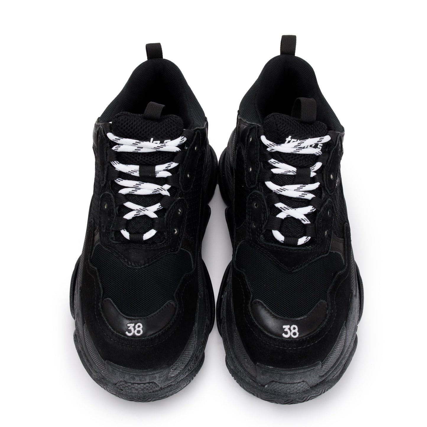 Balenciaga Black Fabric Mesh Triple S Chunky Sneakers, Size 38