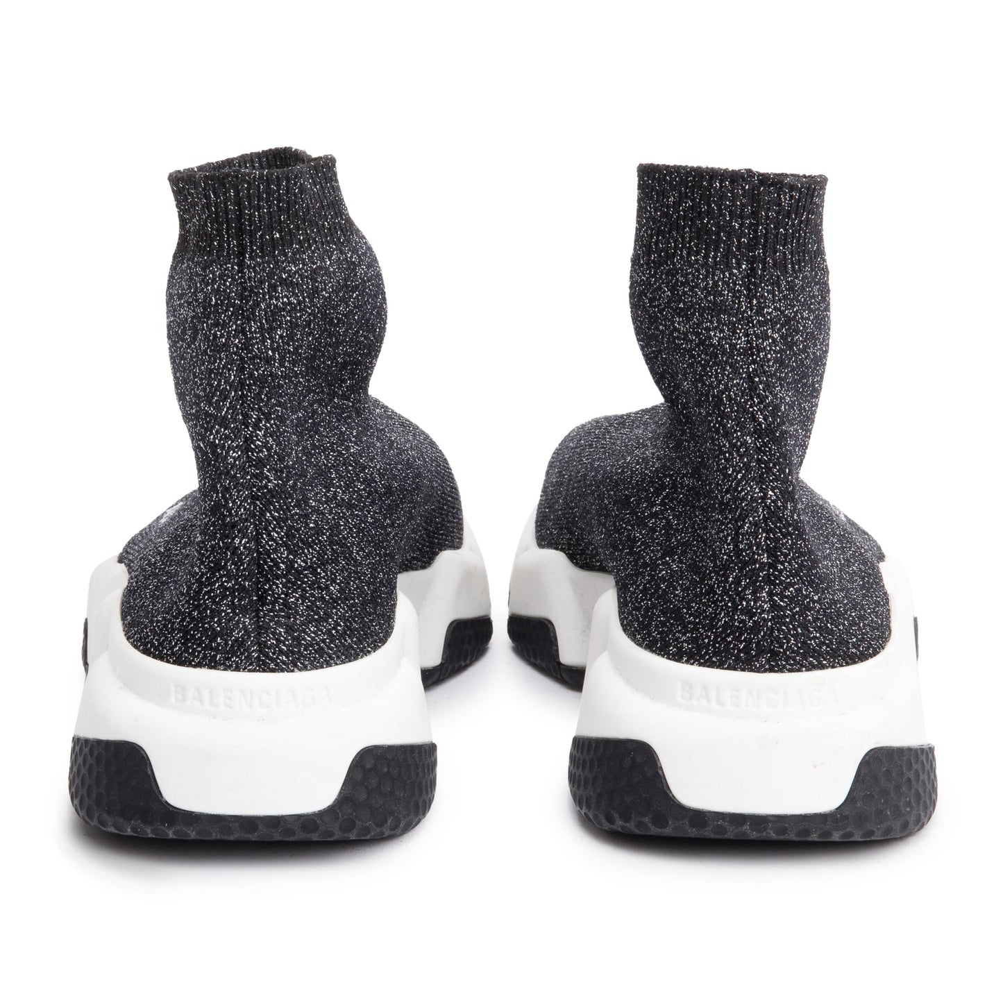 Balenciaga Black Glitter Knit Speed LT Trainer Sock Sneaker, Size 38