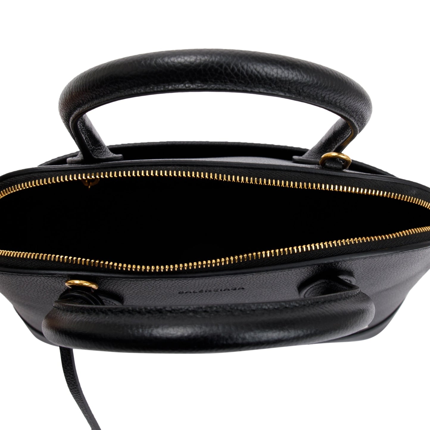 Balenciaga Black Grained Calfskin Leather Ville S Top Handle Bag