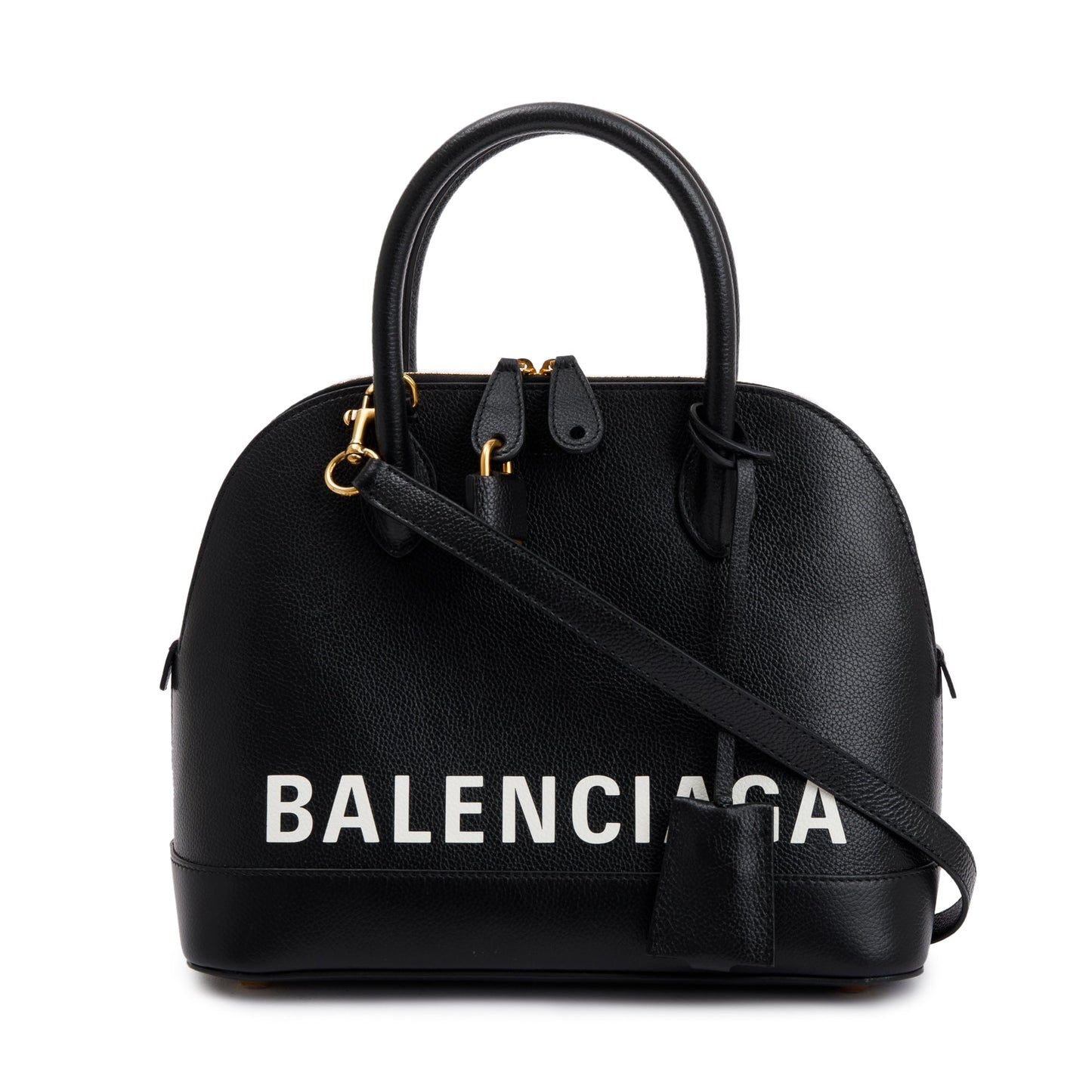 Balenciaga Black Grained Calfskin Leather Ville S Top Handle Bag