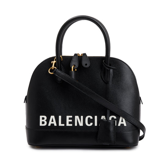 Balenciaga Black Grained Calfskin Leather Ville S Top Handle Bag