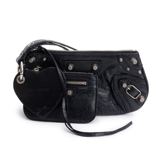 Balenciaga Black Leather Mini Le Cagole Multi Pouch