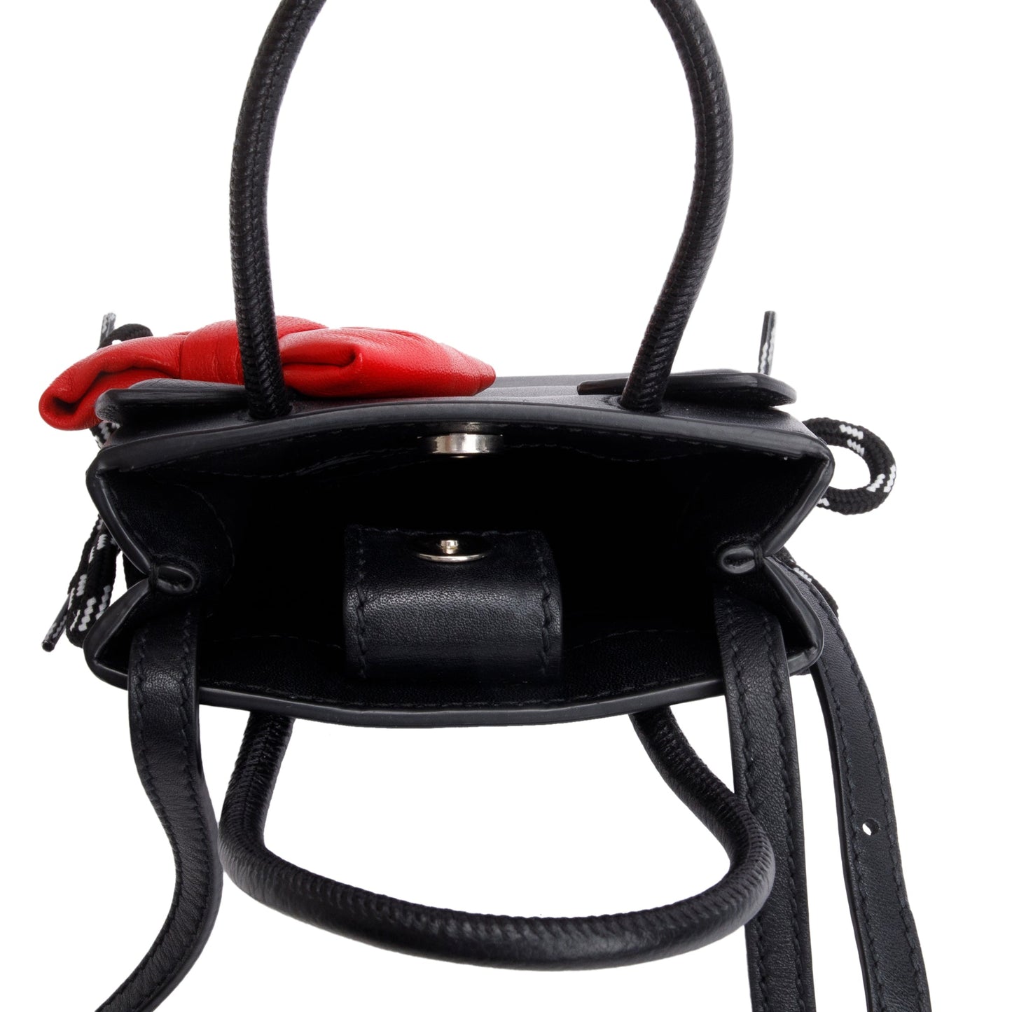 Balenciaga Black/Red Calfskin Leather Hello Kitty Phone Holder Crossbody Bag