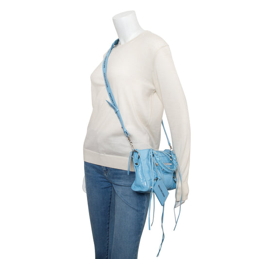 Balenciaga Blue Agneau Leather Classic Mini City Bag