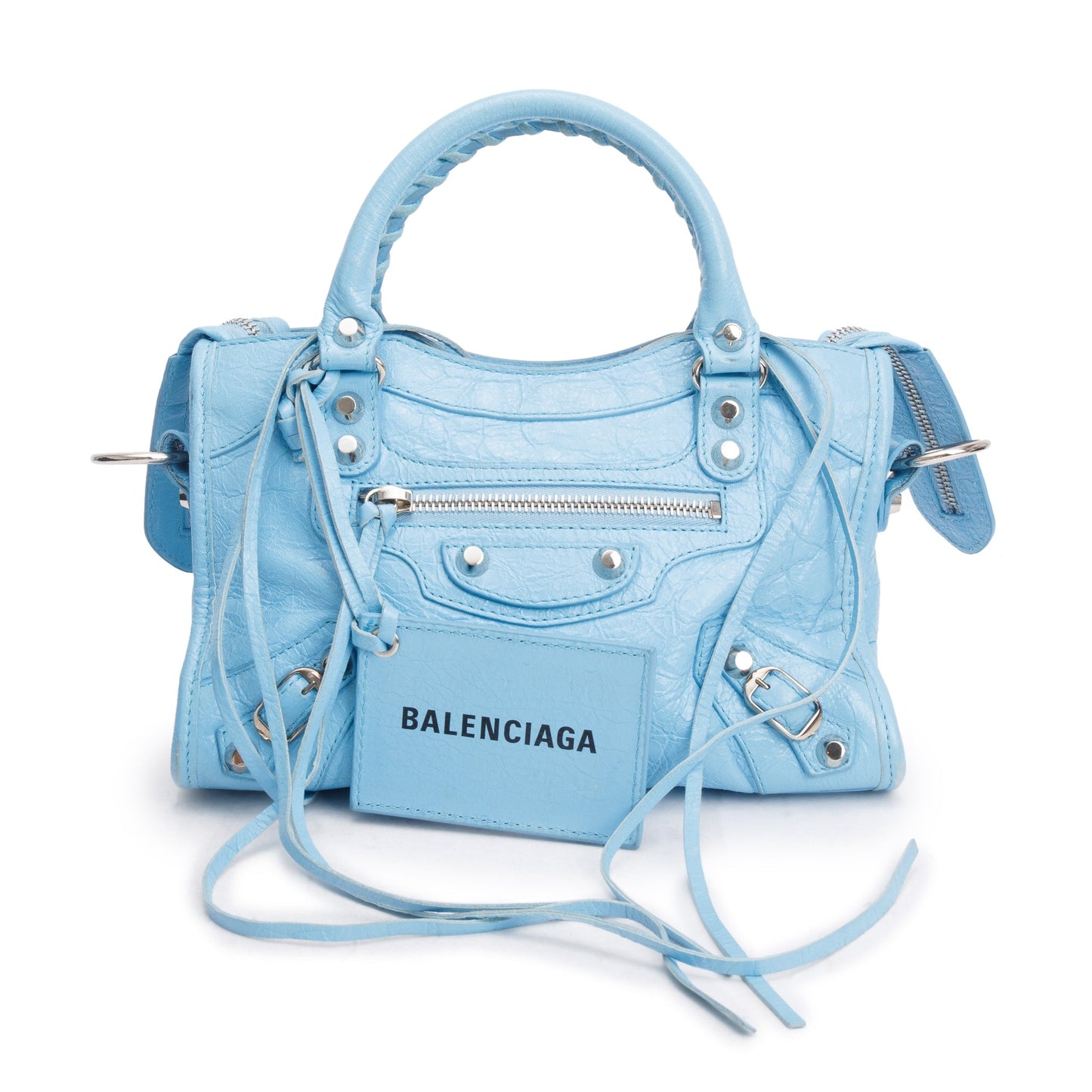Balenciaga Blue Agneau Leather Classic Mini City Bag