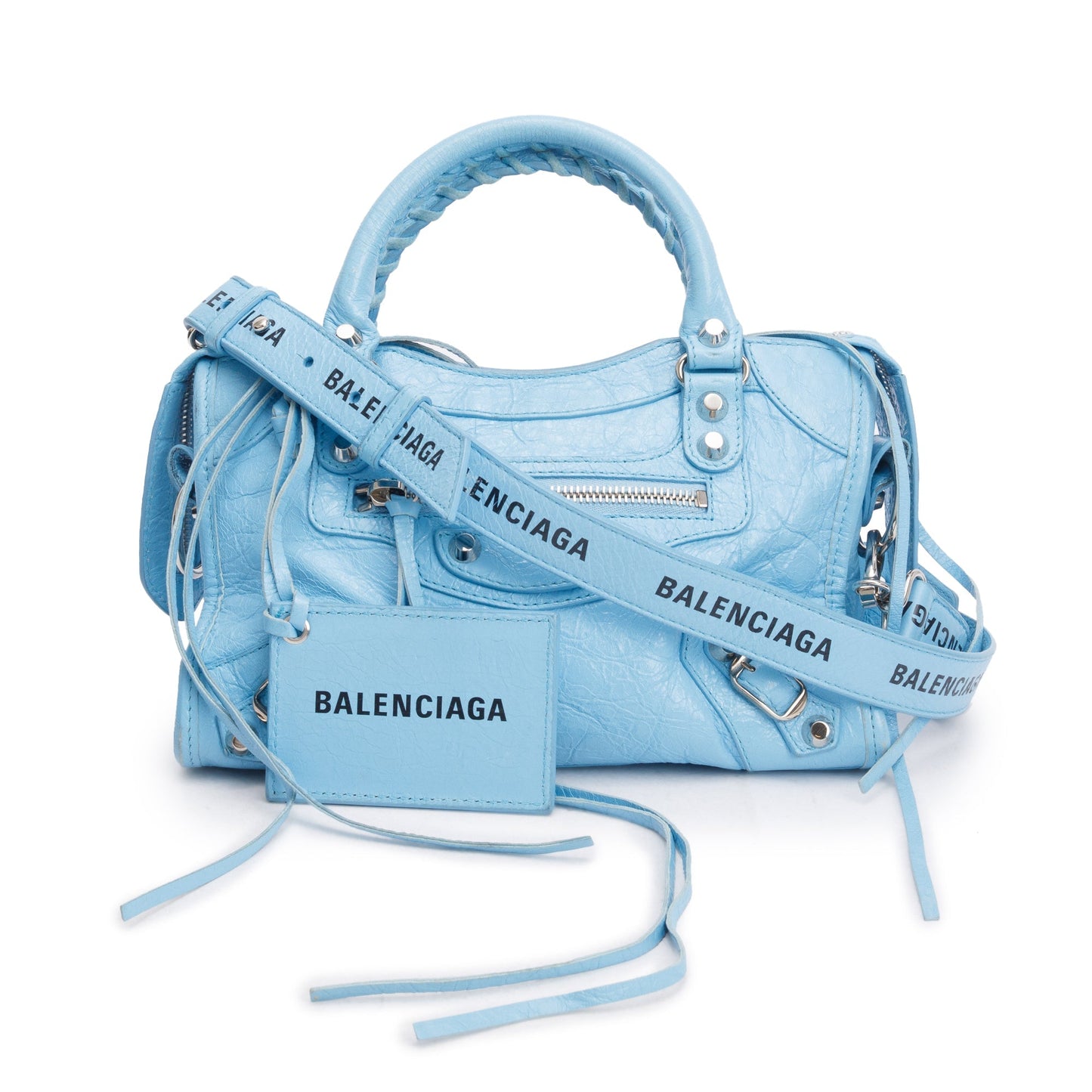Balenciaga Blue Agneau Leather Classic Mini City Bag