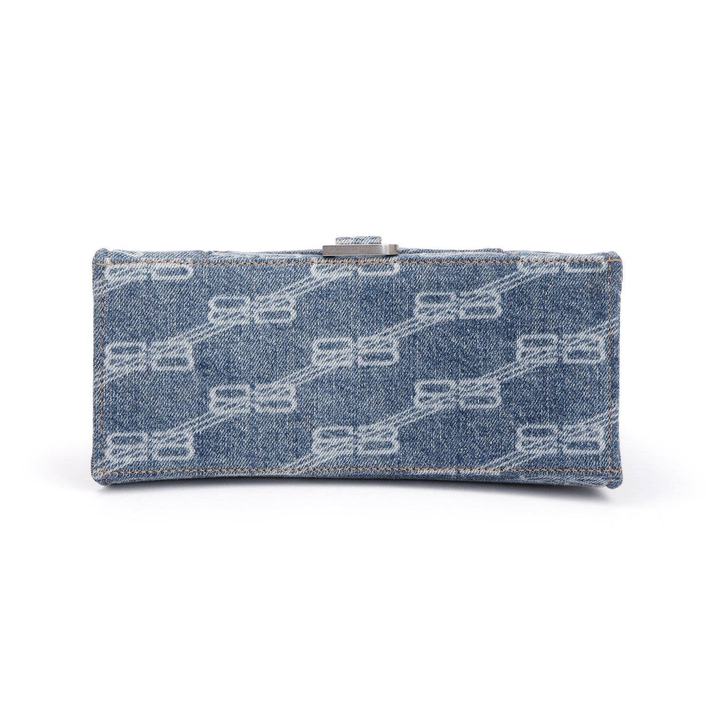 Balenciaga Blue BB Monogram Denim Small Hourglass Top Handle Bag