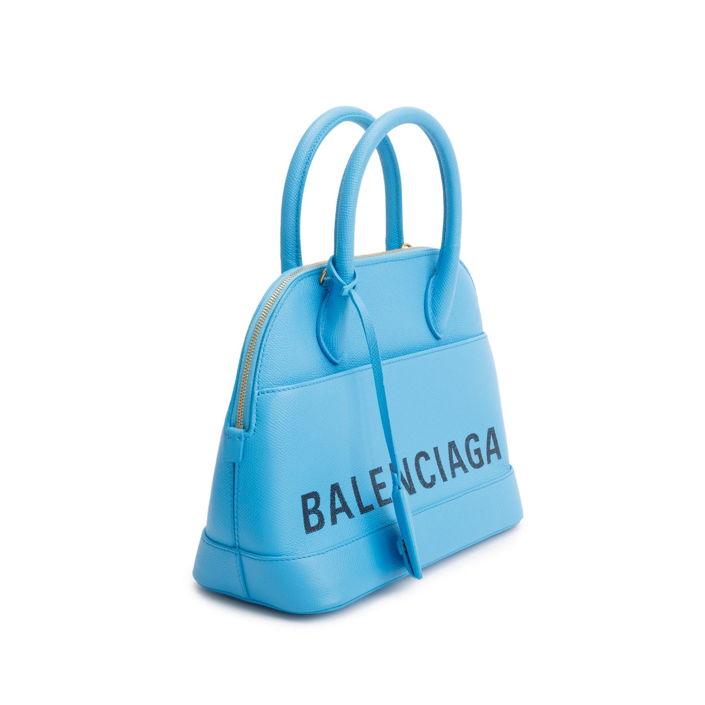 Balenciaga Blue Grained Calfskin Leather Ville S Top Handle Bag