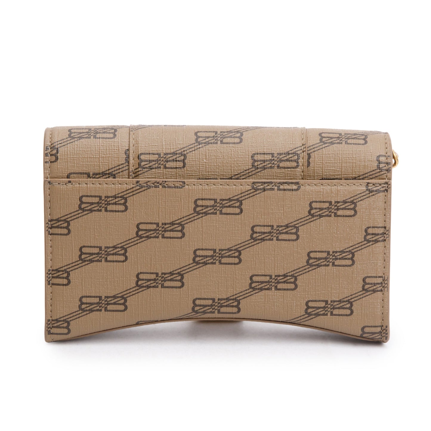 Balenciaga Brown BB Canvas Hourglass Wallet on Chain