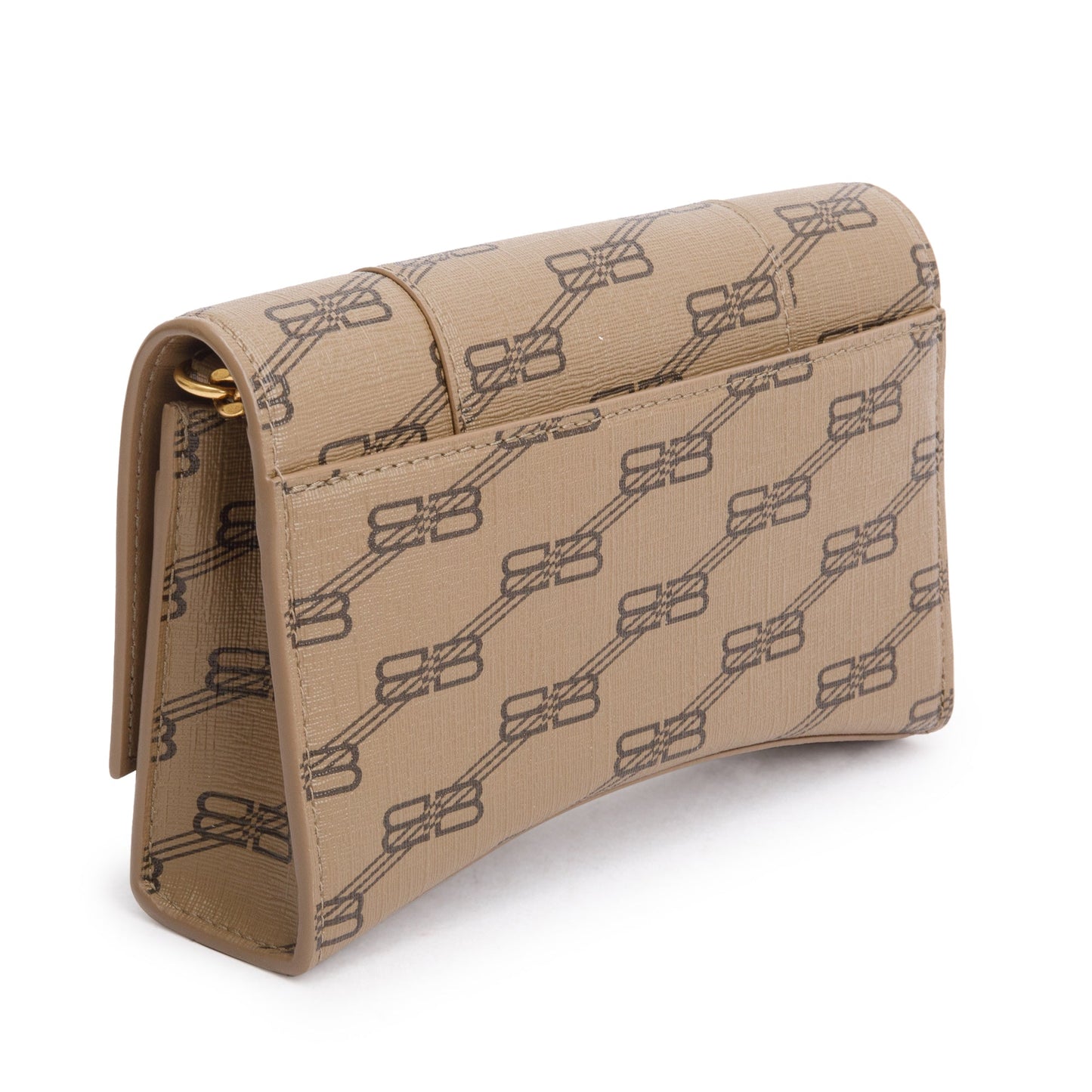 Balenciaga Brown BB Canvas Hourglass Wallet on Chain