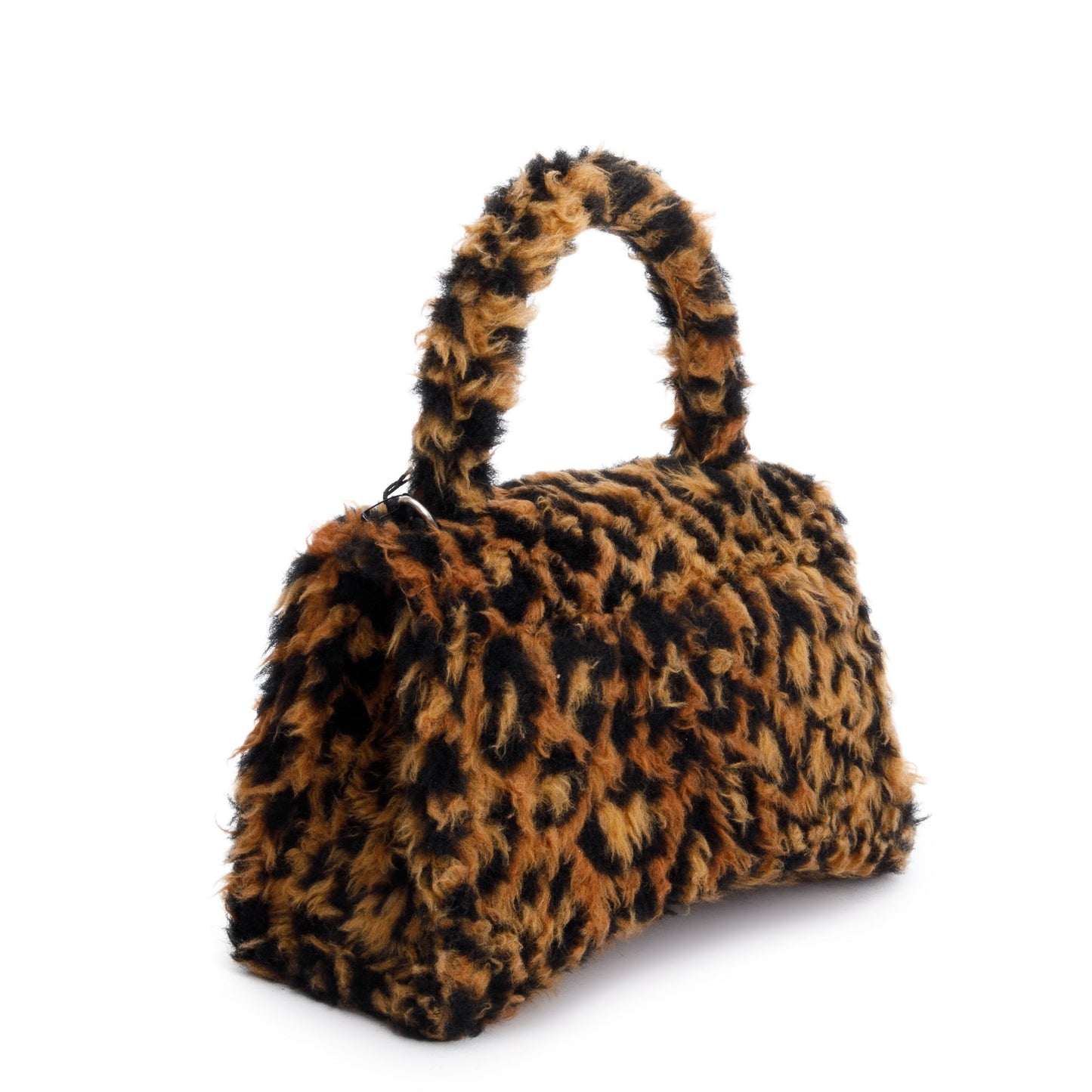 Balenciaga Brown Leopard Print Faux Fur Small Hourglass Top Handle Bag
