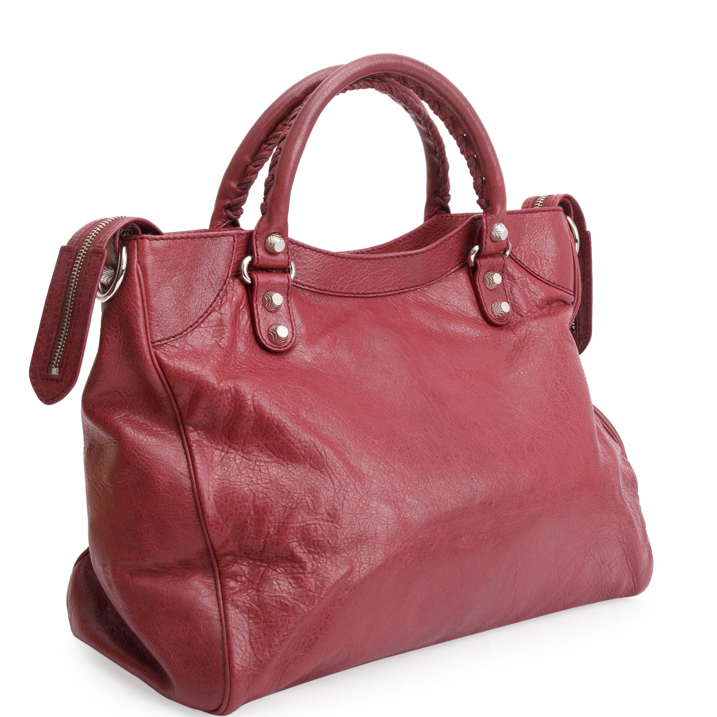 Balenciaga Burgundy Motocross Agneau Leather Giant 12 City Bag