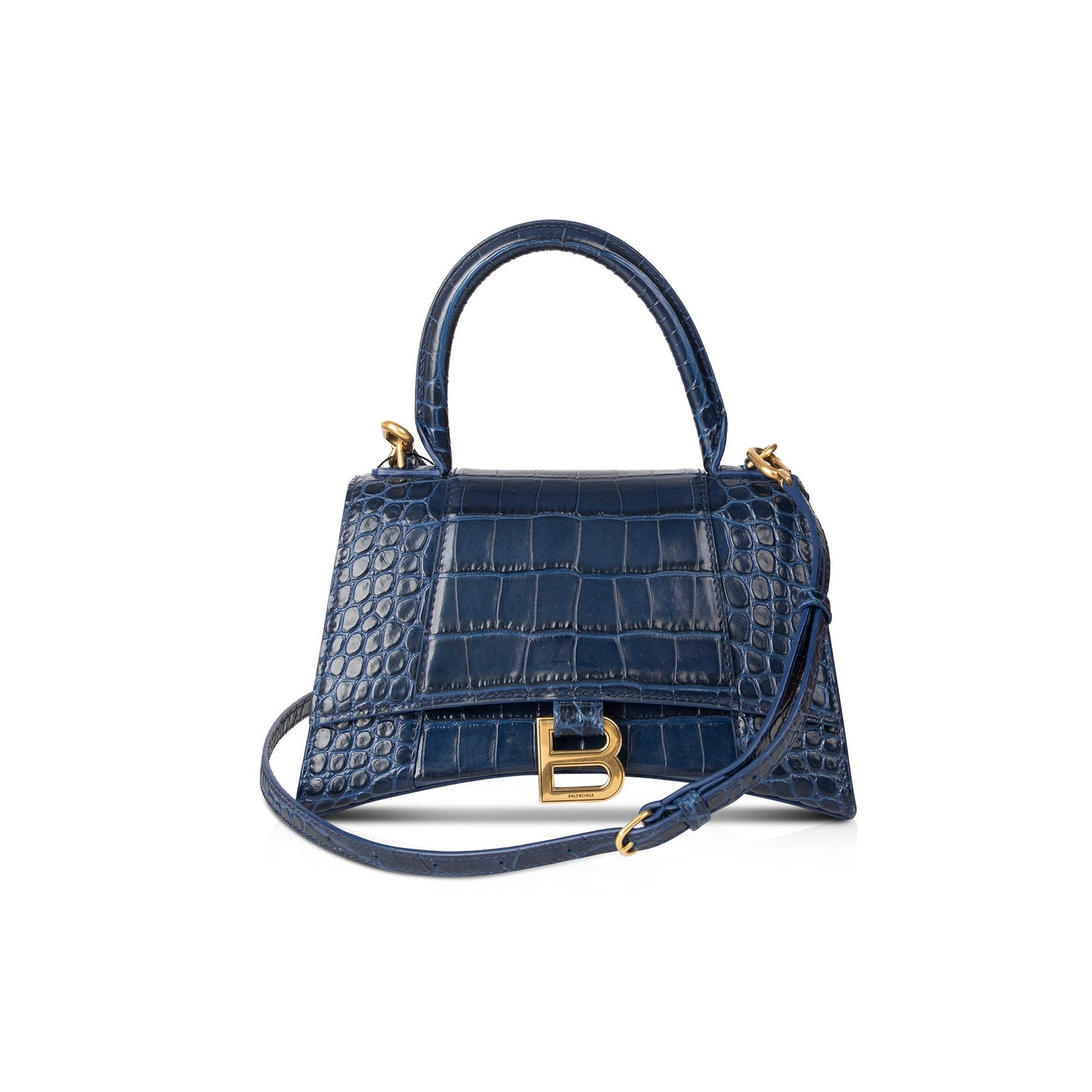 Balenciaga Croc-Embossed Hourglass Small Top Handle Bag