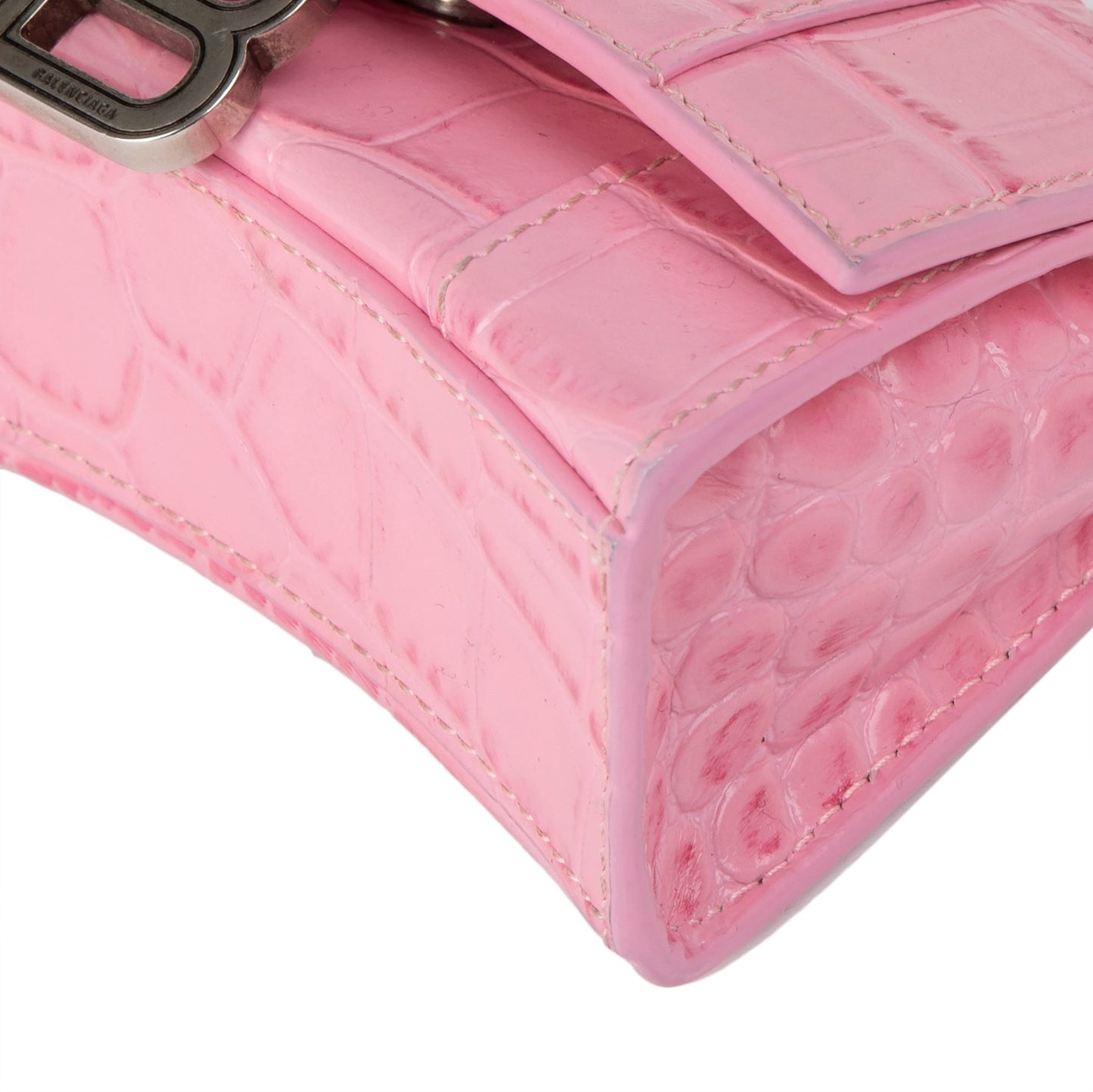 Balenciaga Croc-Embossed Mini Hourglass Bag