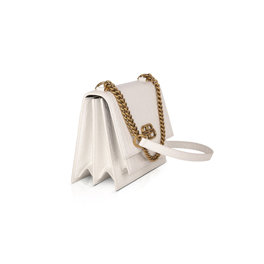 Balenciaga Croc-Embossed Sharp S Chain Bag