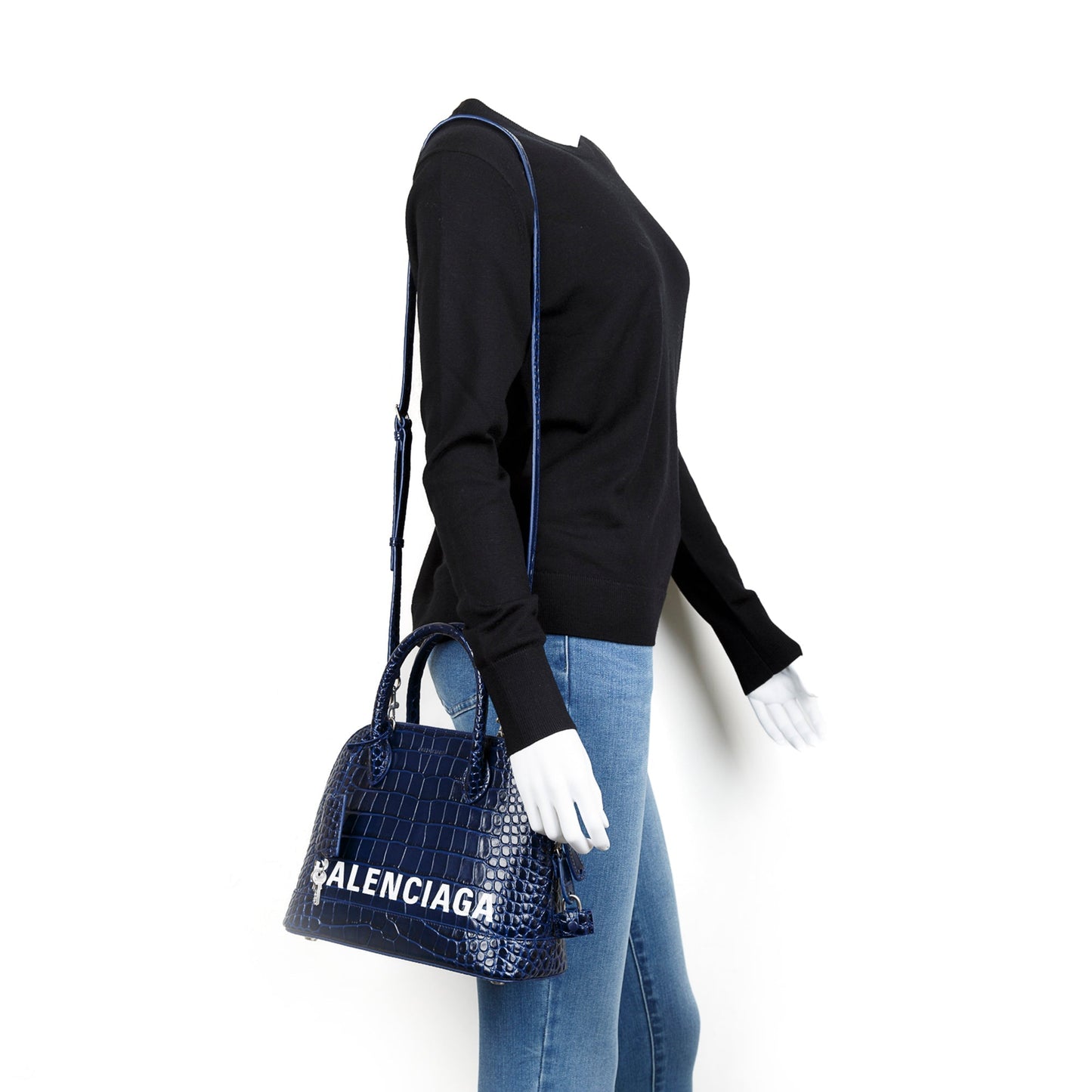 Balenciaga Croc Embossed Ville S Top Handle Bag