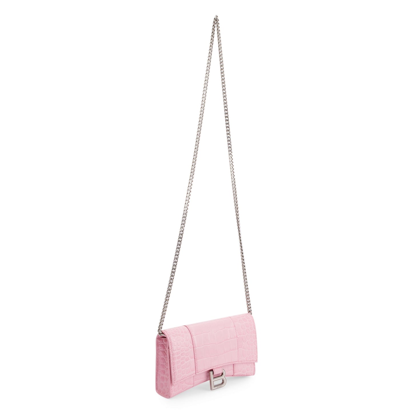 Balenciaga Crocodile Embossed Hourglass Wallet on Chain