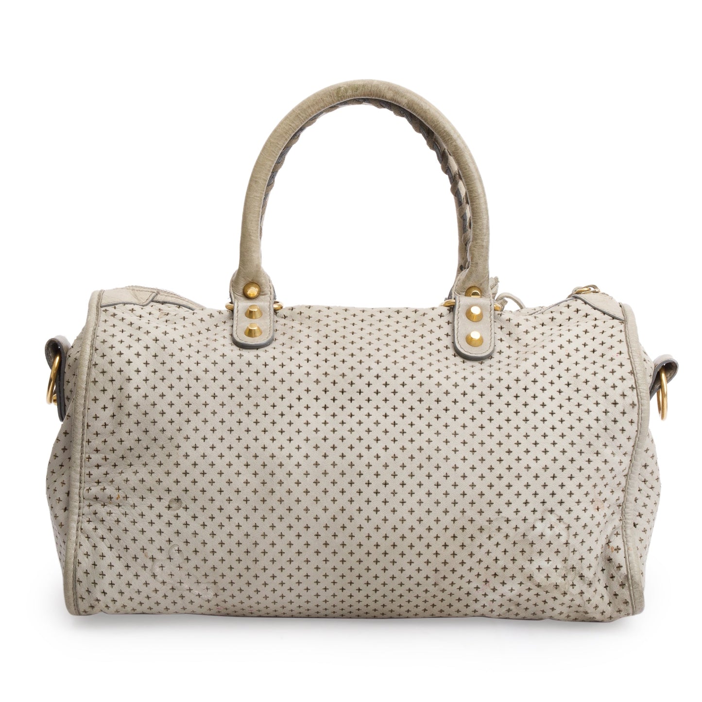 Balenciaga Grey Agneau Leather Laser Cut Cross Classic City Bag