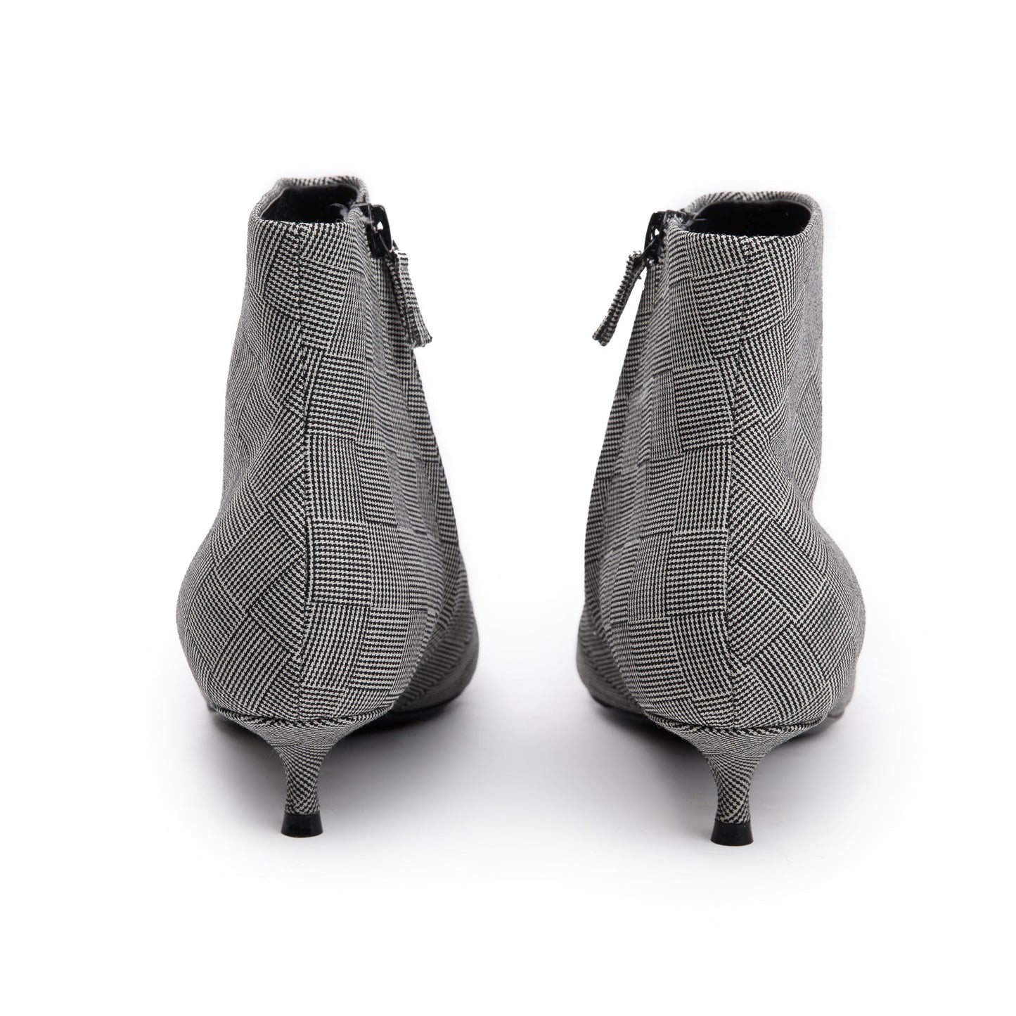 Balenciaga Grey Checked Wool Knife Pointy Toe Ankle Boots, Size 35.5