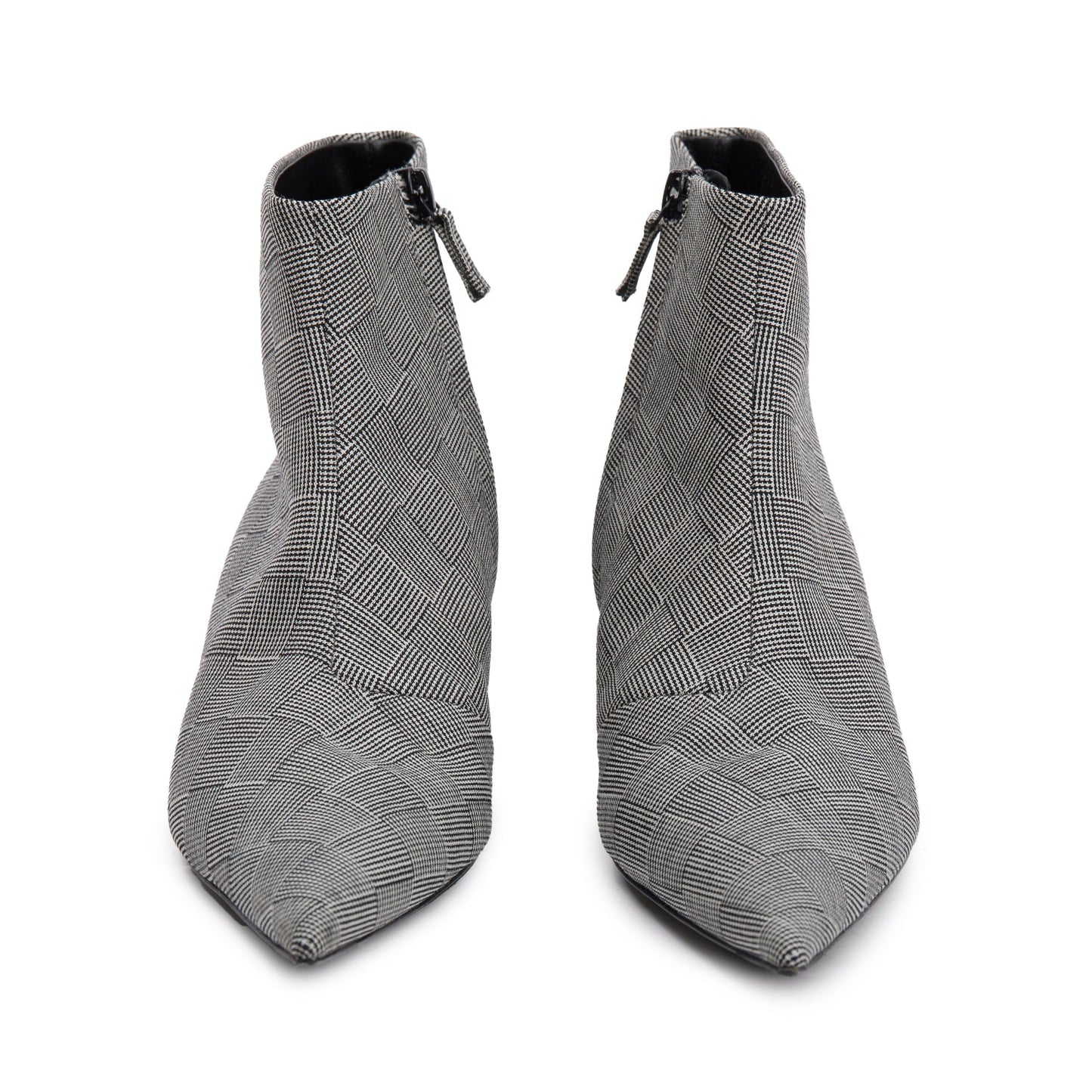Balenciaga Grey Checked Wool Knife Pointy Toe Ankle Boots, Size 35.5