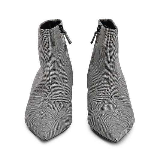 Balenciaga Grey Checked Wool Knife Pointy Toe Ankle Boots, Size 35.5
