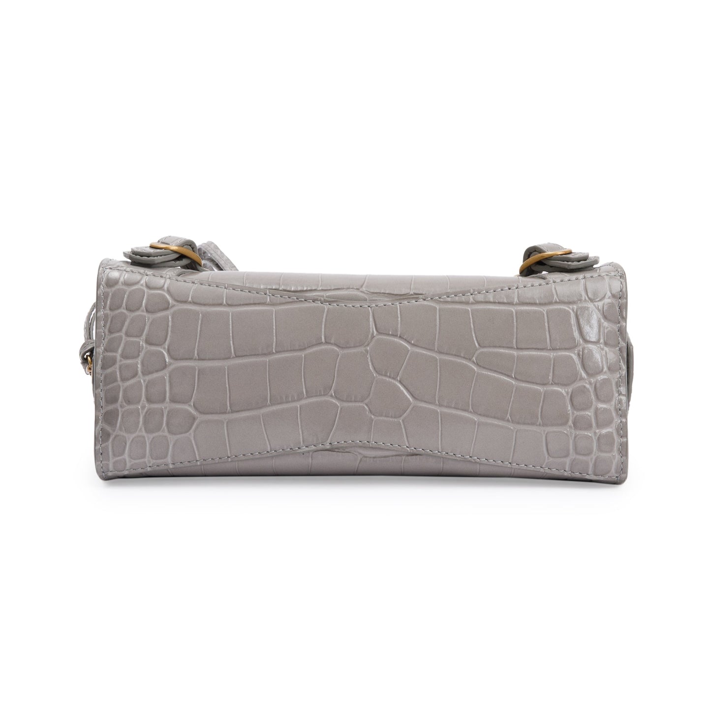 Balenciaga Grey Crocodile Embossed Calfskin Leather MIni Neo Classic Top Handle Bag