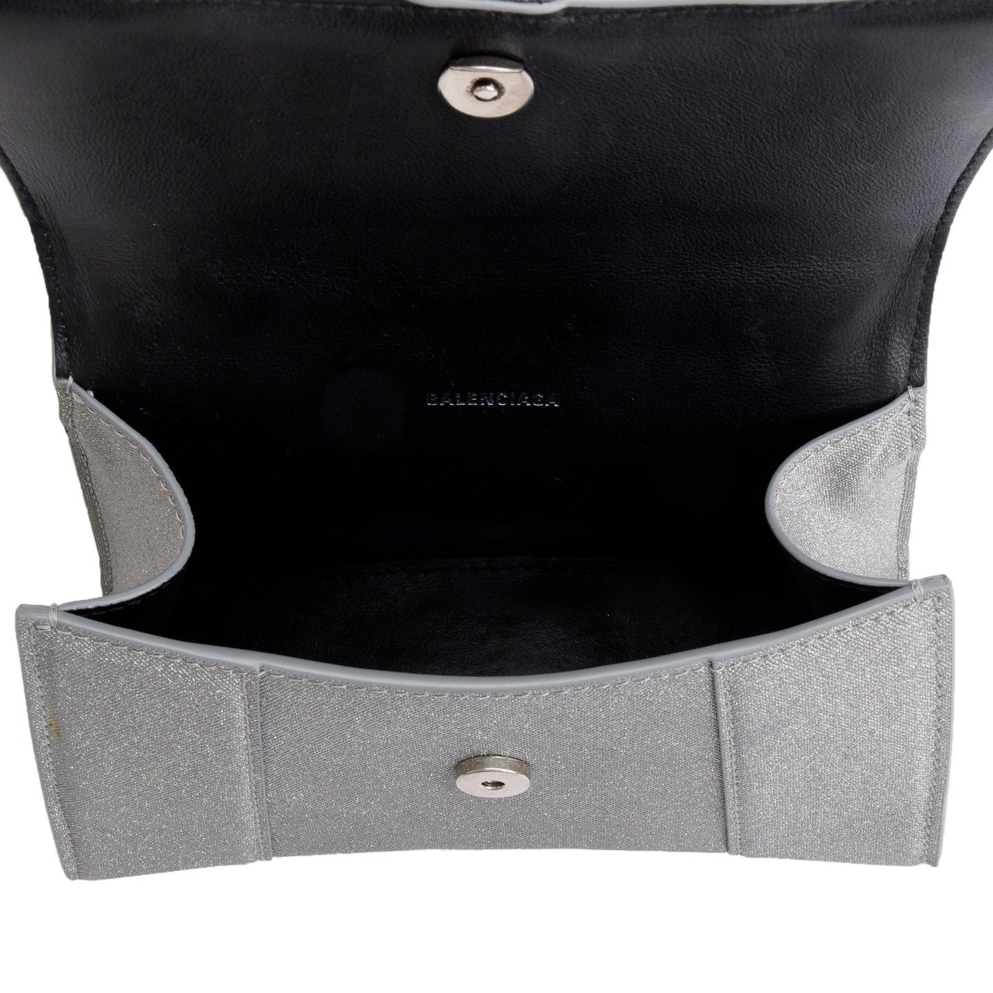 Balenciaga Grey Glitter Fabric XS Hourglass Top Handle Bag