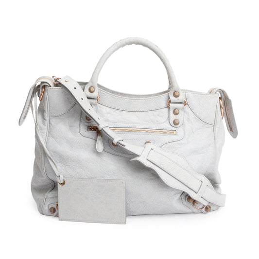 Balenciaga Grey Motocross Agneau Leather Giant 12 City Bag
