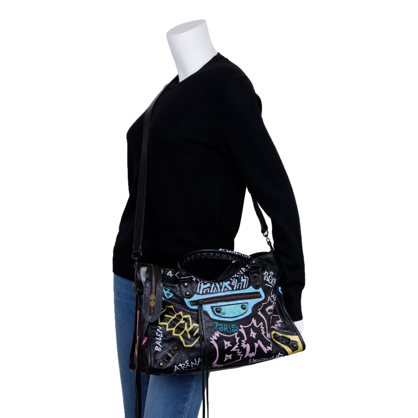 Balenciaga Medium Graffiti Motocross Classic City Bag