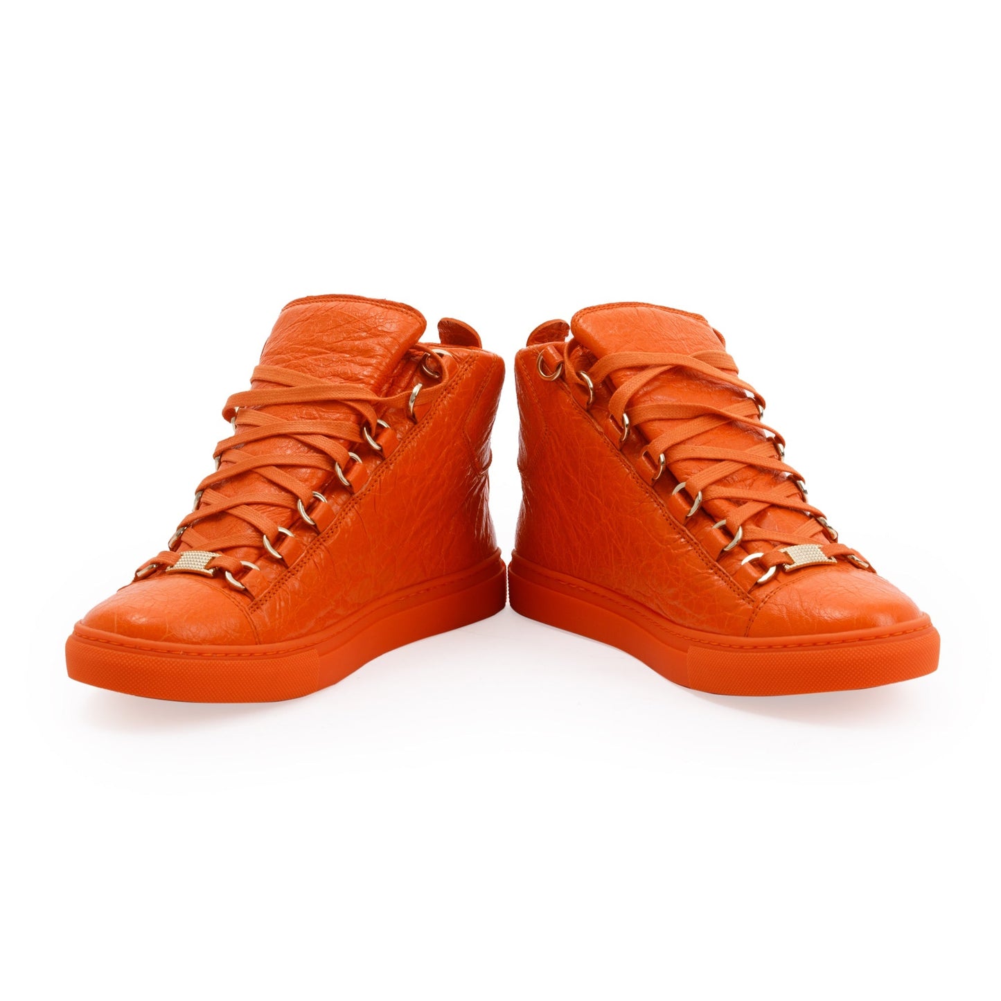 Balenciaga Orange Arena Leather Sneakers, Size 38