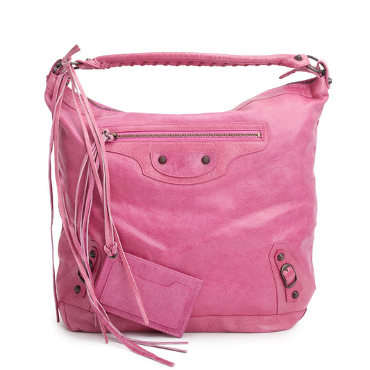 Balenciaga Pink Agneau Leather Classic Day Hobo Bag